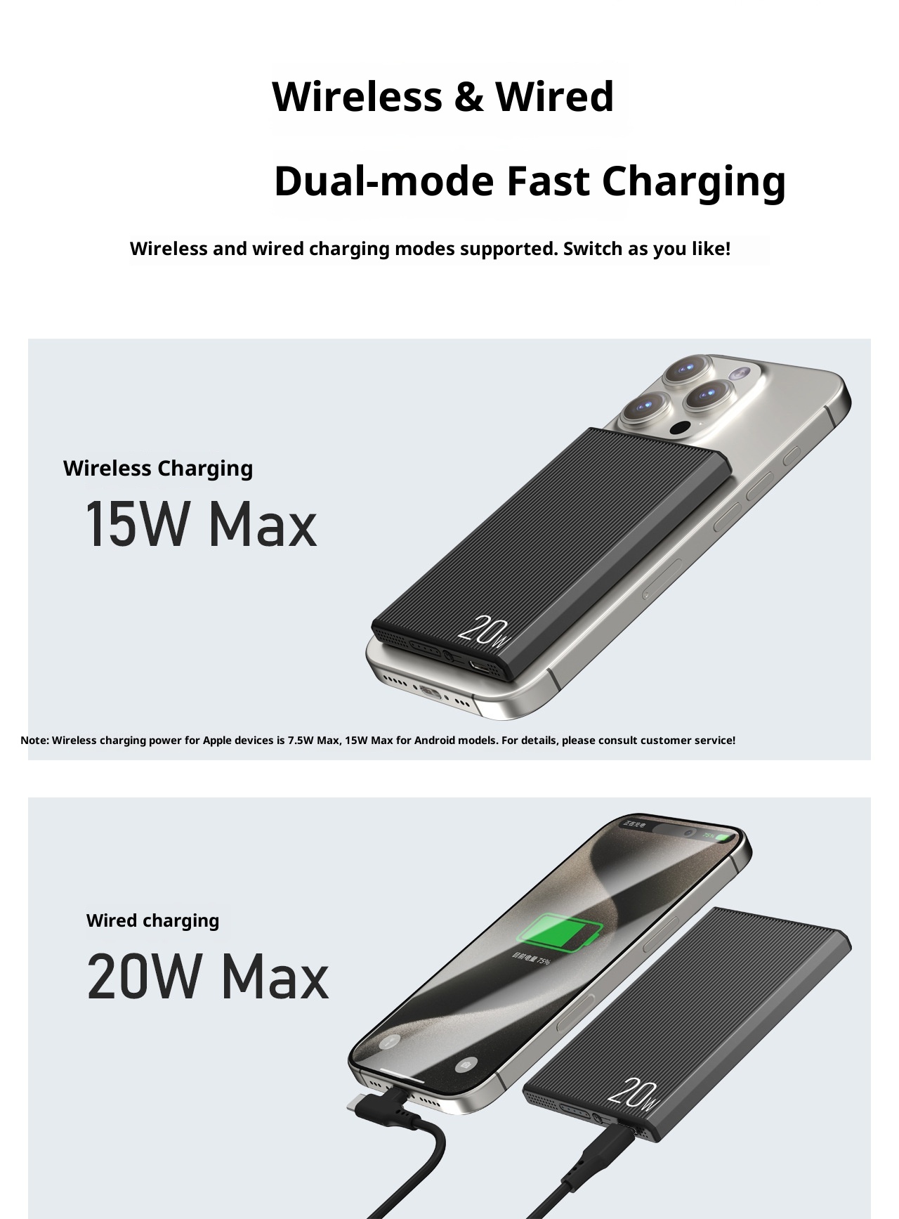 techglobe New Ultra-Thin Magnetic Wireless Power Bank PD20W Two-Way Fast Charging 5000/10000mAh Wholesale_voghion.com