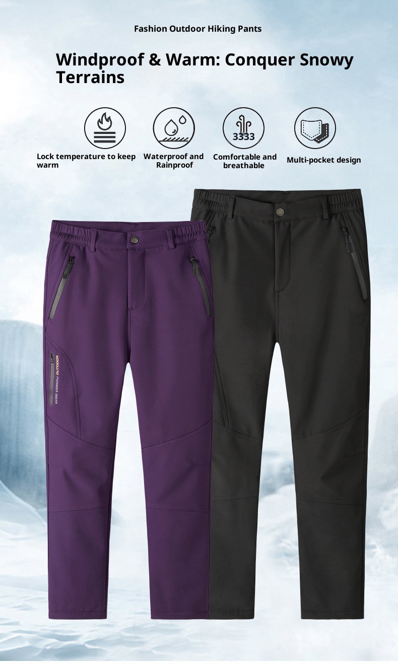 001 Wasserdichte und winddichte, fleecegefütterte, dicke Outdoor-Softshell-Cargohose für Damen und Herren_voghion.com