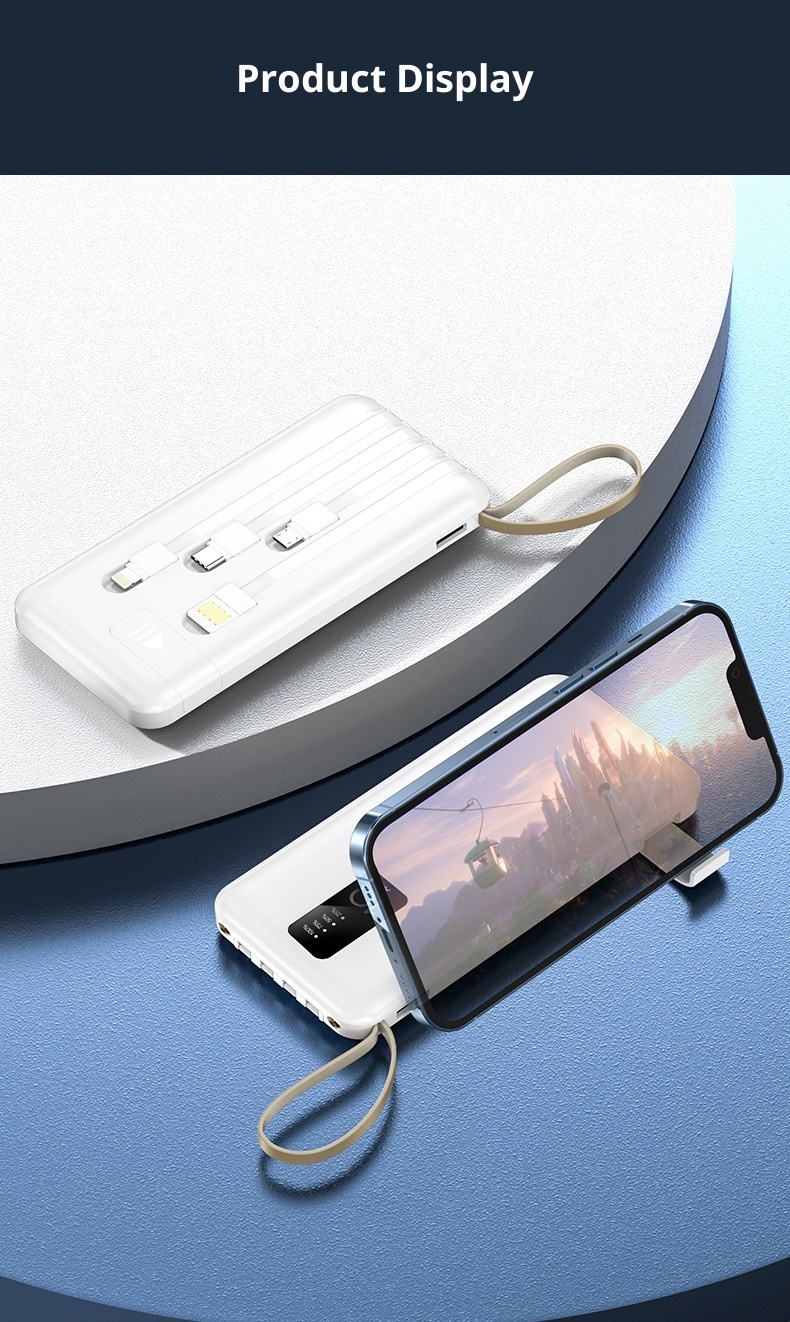 techglobe Großhandel Geschenk Mobile Powerbank mit integriertem Kabel 20000mAh Große Kapazität Gemeinsames Schnellladen Tragbarer Akku_voghion.com