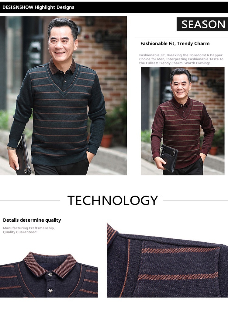 boy Boy Boy And Elderly Fleece-lined Thickened Two-piece Dad's Outfit Base Layer Thermal Clothing Middle-aged Men's Winter_voghion.com