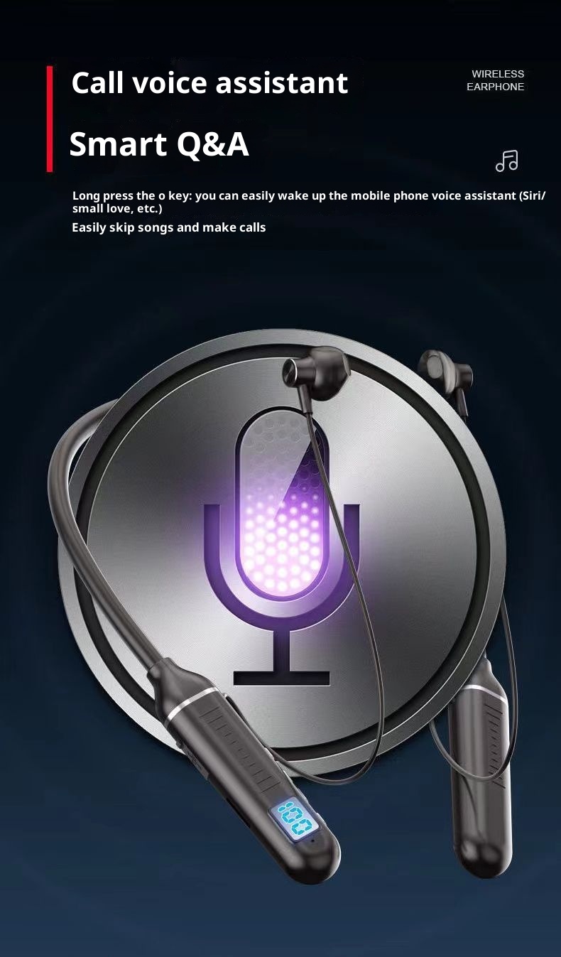 3c Wireless Bluetooth Suitable For Sports Stereo Noise Cancelling Digital Display Long Battery Life Cross-Border Neckband_voghion.com