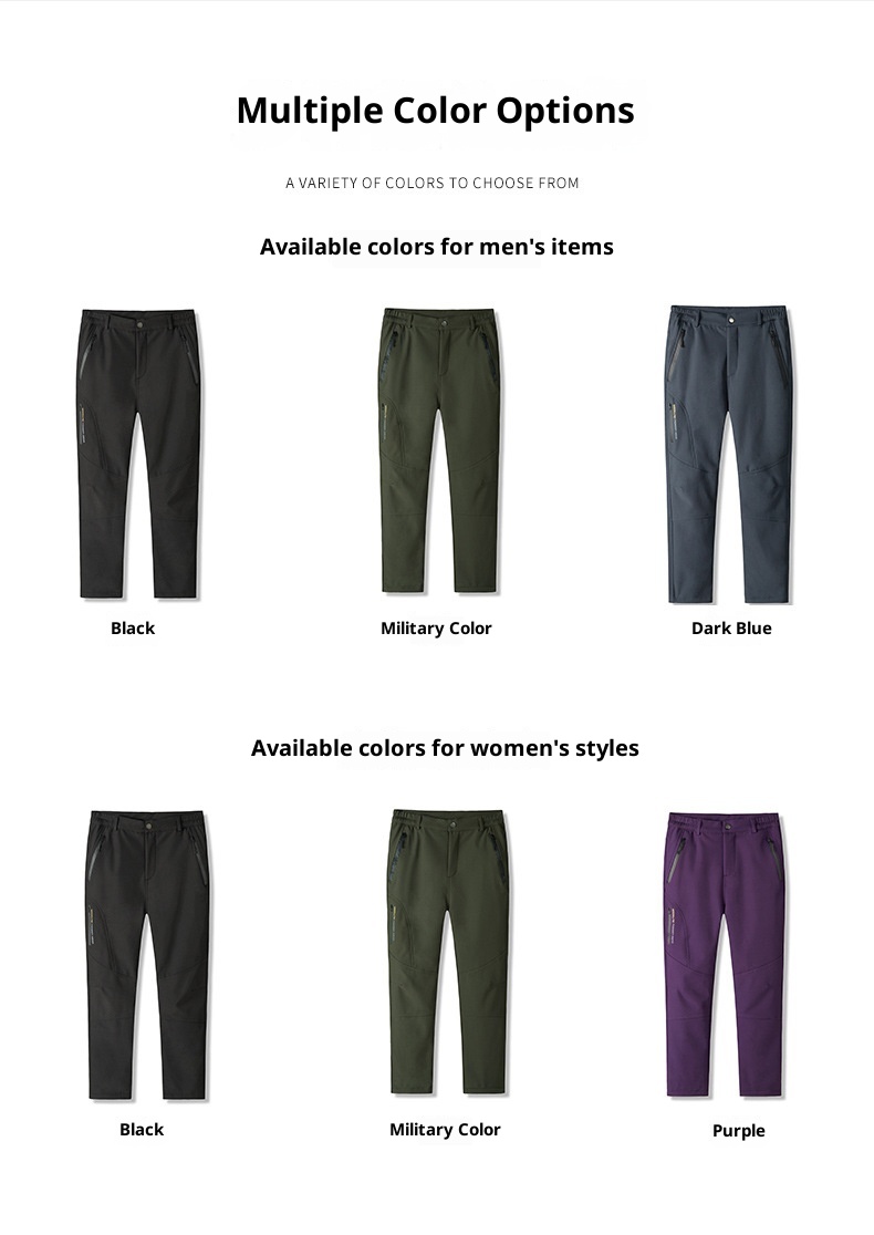 001 Wasserdichte und winddichte, fleecegefütterte, dicke Outdoor-Softshell-Cargohose für Damen und Herren_voghion.com