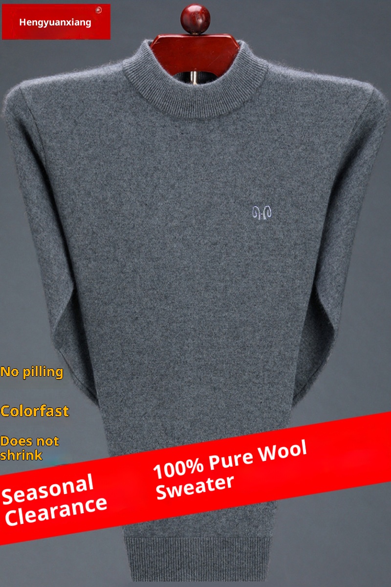 boy Boy Boy Clearance Hot-Selling Winter Warmth Middle-Aged Dad's Wool Solid Color Base Sweater For Men One-Piece Dropshipping_voghion.com