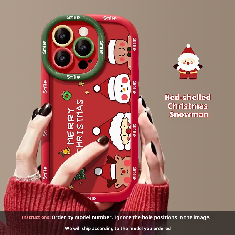 Étui TechGlobe compatible avec iPhone 16 pouces, iPhone 15 pouces, iPhone 13 Pro Max, Père Noël, silicone liquide XR/XR rouge_voghion.com