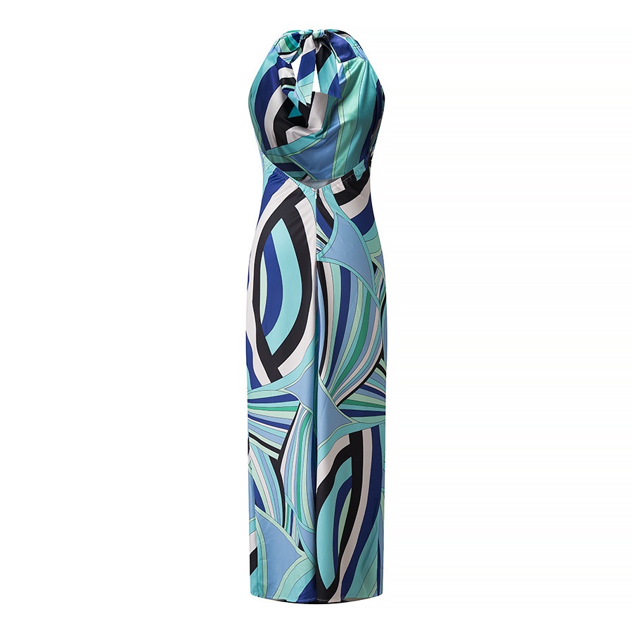 ChicShe Cross-Border Foreign Trade Wholesale ZA European And American Style Women's New Halter Neck Slim Fit Bodycon Printed_voghion.com