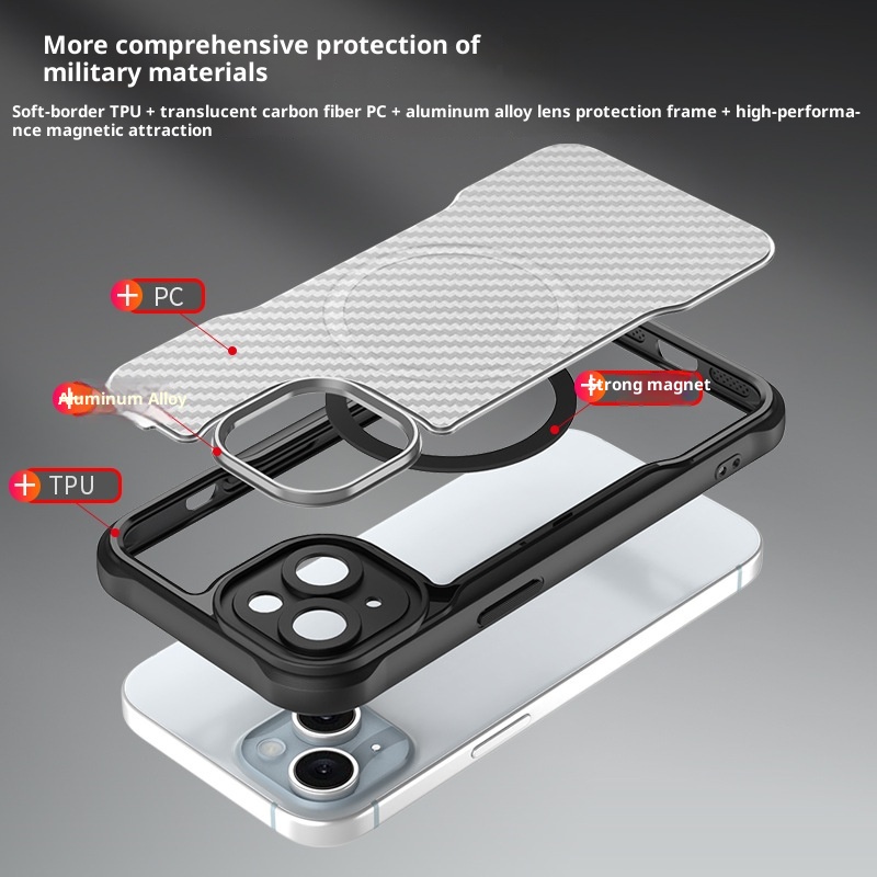 TechGlobe Kompatible Magnethülle für iPhone 15 Pro Max – Präzisions-Aussparungen, vollständige Abdeckung, PC-Doppelhülle_voghion.com