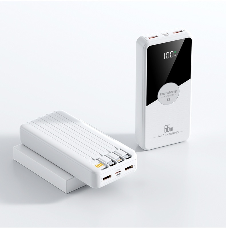techglobe 66w Super Fast Charging Power Bank With Built-in Cable 2w Milliamp Large Capacity Convenient Portable Charger Gift_voghion.com