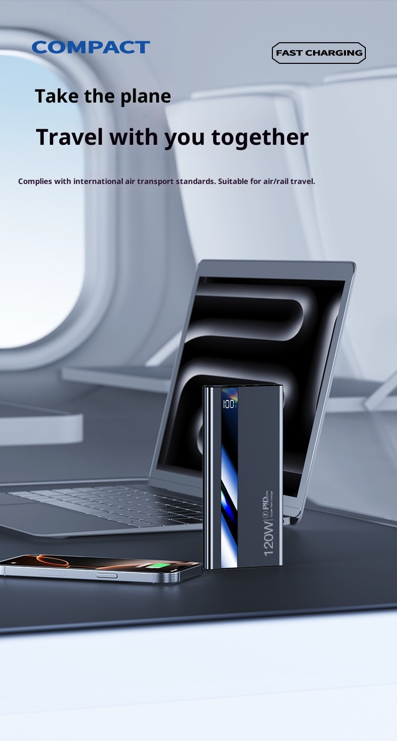 techglobe 3C Certified 120W Fast Charging 20000mAh Bank Large Capacity Portable Mobile Power Supply Gift Wholesale Digital Display_voghion.com
