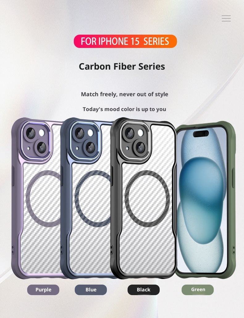 TechGlobe Kompatible Magnethülle für iPhone 15 Pro Max – Präzisions-Aussparungen, vollständige Abdeckung, PC-Doppelhülle_voghion.com