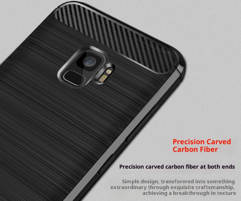 TechGlobe Custodia protettiva antiurto in fibra di carbonio spazzolata per telefono Galaxy Samsung S9_voghion.com