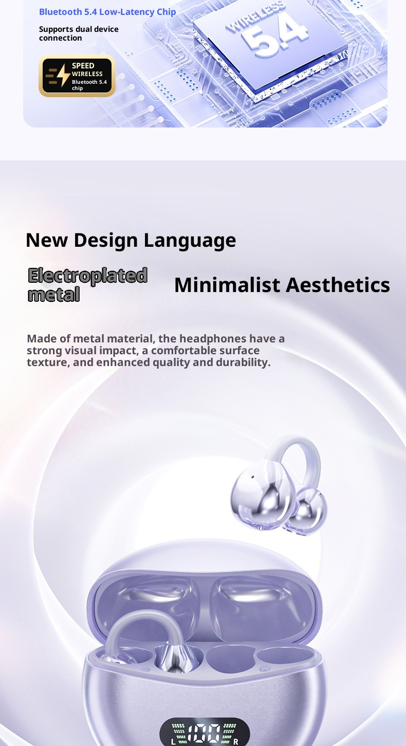 3c Nieuwe open-ear Bluetooth-oortelefoons Echt draadloos Clip-on Air Bone Conduction Lange batterijduur Hoge geluidskwaliteit Privé_voghion.com