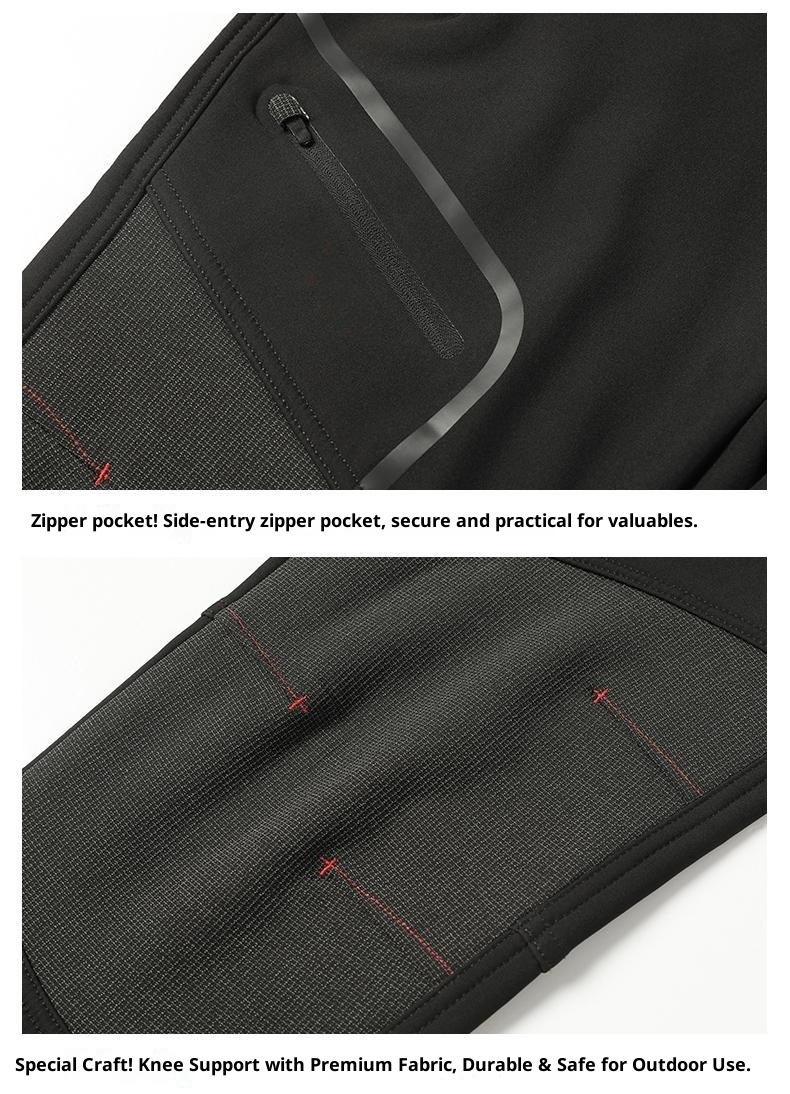 001 Wasserdichte, winddichte, fleecegefütterte, dicke, warme Outdoor-Wander-, Bergsteiger- und Skihose, Softshell-Cargohose für Freizeit und Freizeit_voghion.com