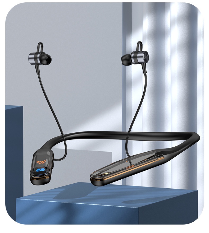 Auricolari sportivi unisex con fascia da collo e display a cristalli liquidi Bluetooth 3C wireless a lunga durata della batteria_voghion.com