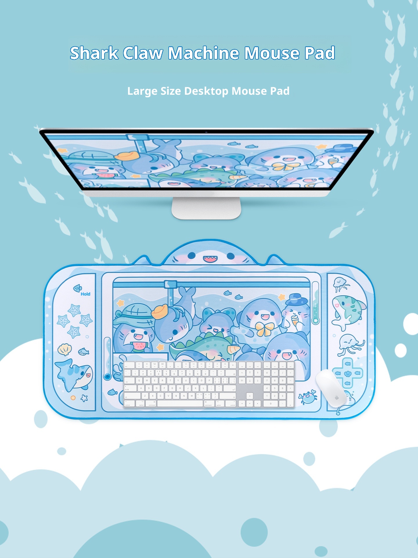 3c Shark Claw Machine Large Mouse Ins Cartoon Cute Pet Wrist Rest Pad Thickened Rubber Desk Mat Gaming Esports_voghion.com