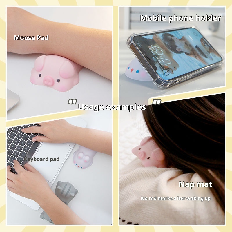 3c Decompression Mouse Pad For Women Cute Cartoon Office Support Keyboard Wrist Rest Pillow_voghion.com