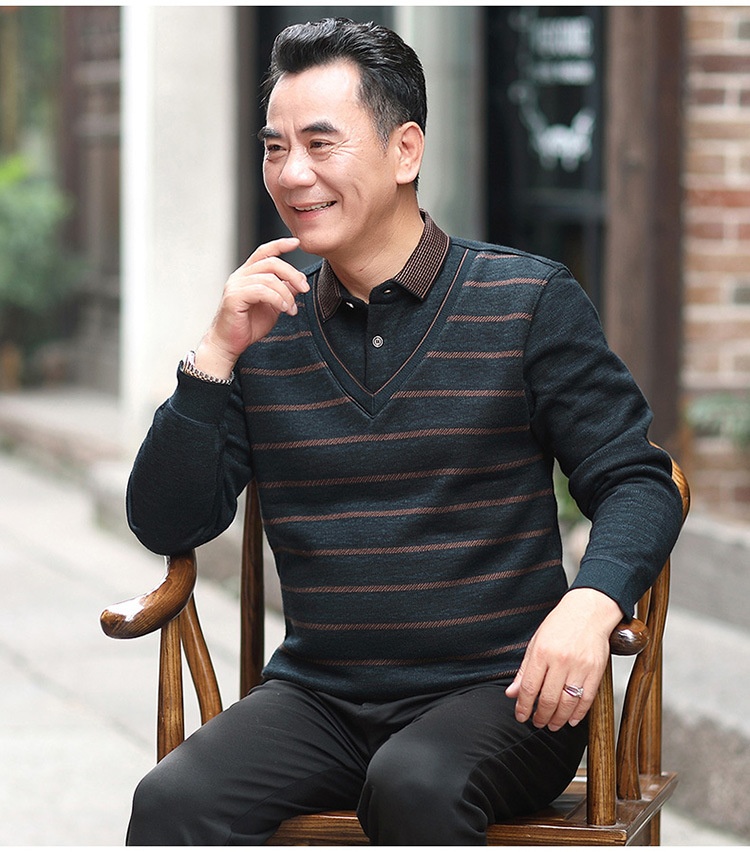 boy Boy Boy And Elderly Fleece-lined Thickened Two-piece Dad's Outfit Base Layer Thermal Clothing Middle-aged Men's Winter_voghion.com