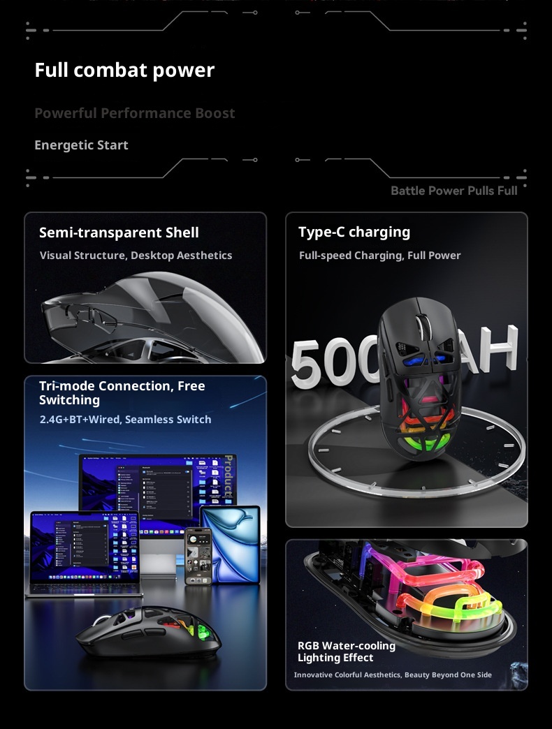 Souris de jeu sans fil Bluetooth Techglobe M7 légère à trois modes de chargement (vente en gros)_voghion.com