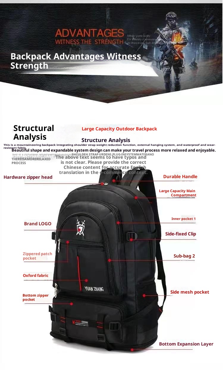 ActiveGo 2023 New 70L Backpack Men, Large Capacity Outdoor Hiking Bag, Sports Bag For Long And Short Trips_voghion.com