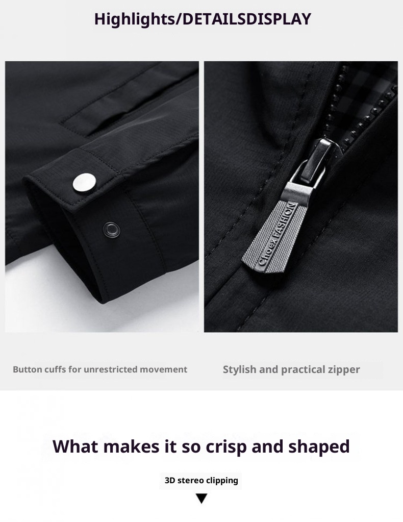 QFV507045555501<2 QFV507045555501<2 Giacca casual da uomo con colletto alto per giovani uomini di mezza età, cappotto alla moda spesso primaverile e autunnale_voghion.com