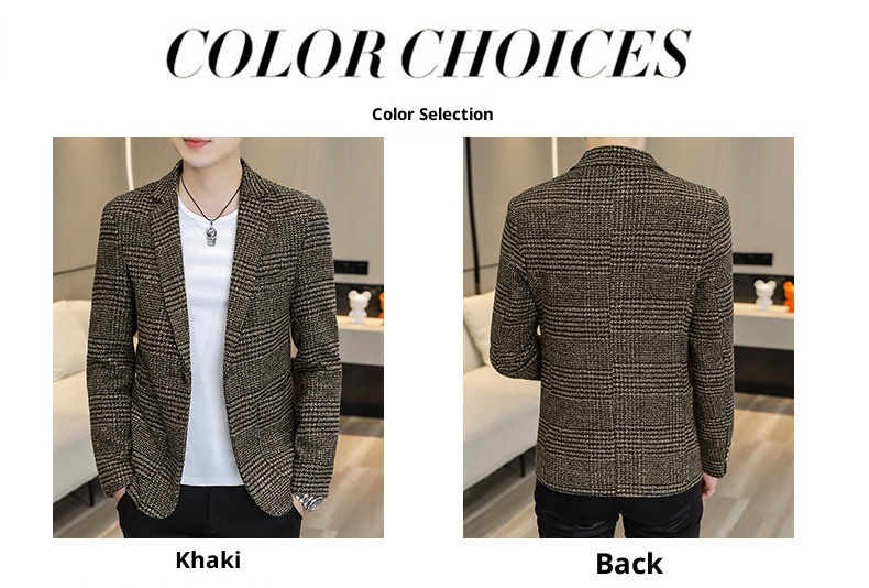 QFV507045555501<2 QFV507045555501<2 Conjunto de moda para hombre joven, estilo blazer a cuadros, ideal para bodas, ocasiones informales y ocasiones especiales._voghion.com