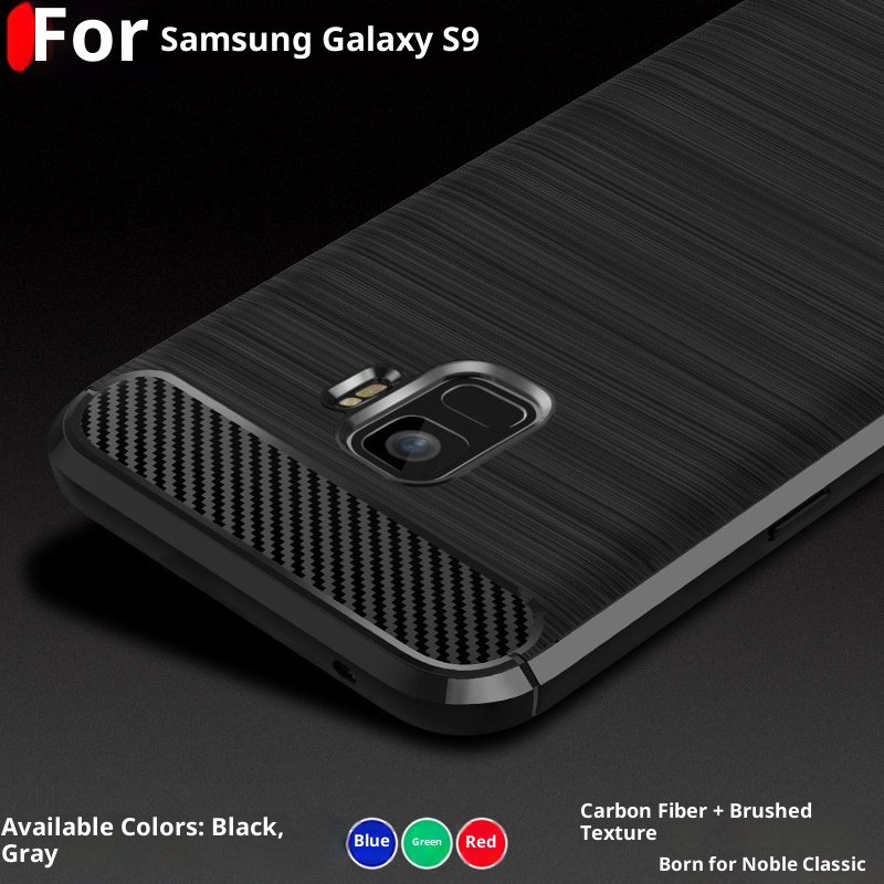 TechGlobe Custodia protettiva antiurto in fibra di carbonio spazzolata per telefono Galaxy Samsung S9_voghion.com