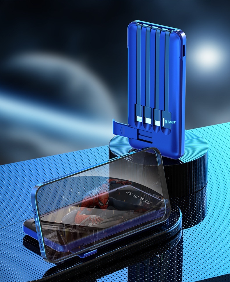 techglobe Wholesale Portable Built-in Cable Mirror Bank 20000mAh High-Quality Gift Mobile Power Supply PowerBank_voghion.com