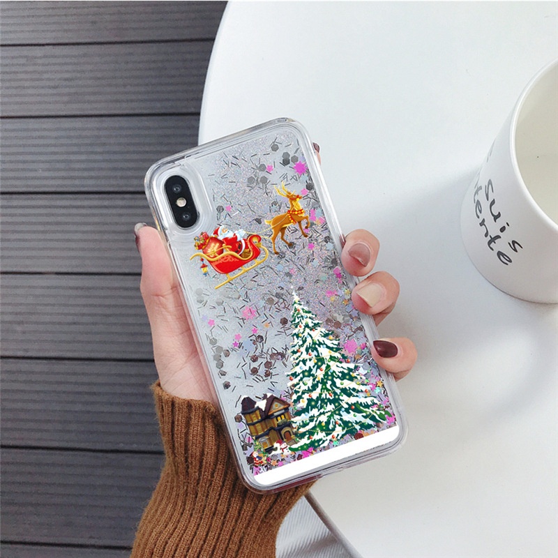 TechGlobe Compatible IPhone 16 Liquid Sand Phone Case Shockproof 15 Pro Personalized Creative 14 Women's 12 Christmas Tree_voghion.com