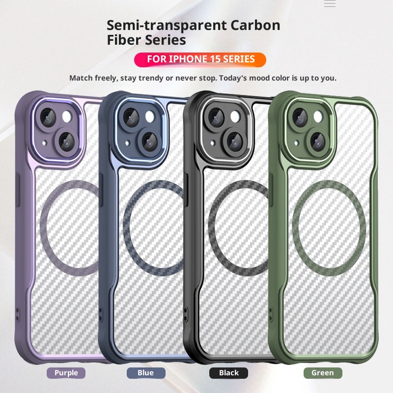 TechGlobe Kompatible Magnethülle für iPhone 15 Pro Max – Präzisions-Aussparungen, vollständige Abdeckung, PC-Doppelhülle_voghion.com