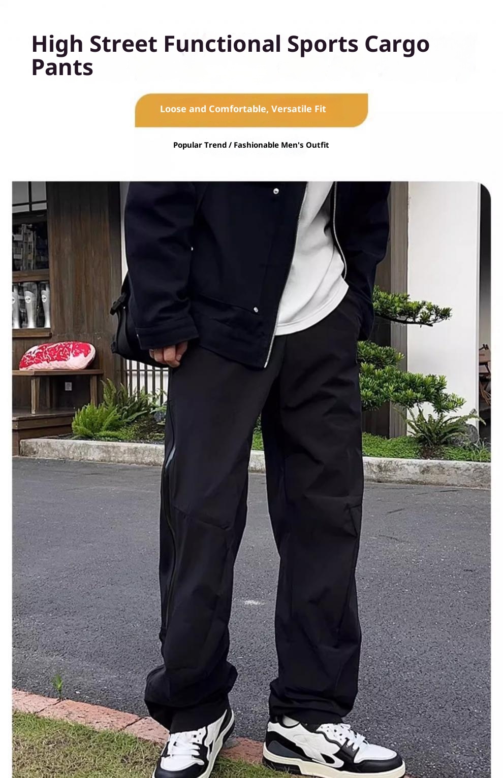 Calça Cargo Masculina 001, Estilo Paraquedista, Moderna, Esportiva, Corta-Vento, para Caminhadas, Casual, Primavera, Esqui_voghion.com