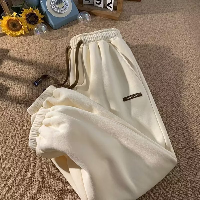 Pantaloni invernali in pile da uomo, pantaloni della tuta spessi e caldi, marchio di alta moda, vestibilità ampia, stile jogger, casual_voghion.com