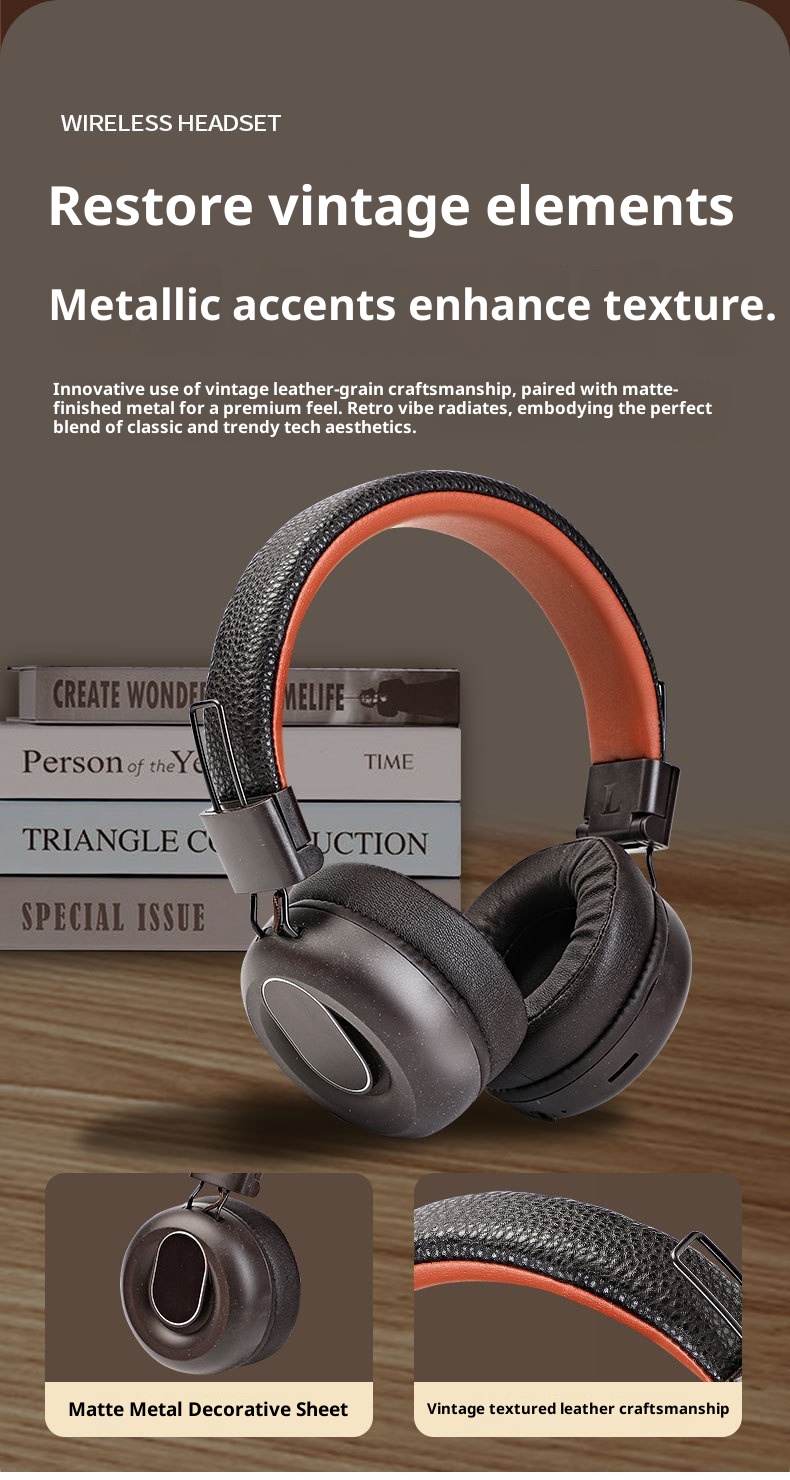 3c 2025 Nieuwe Retro Over-Ear Hoofdtelefoon Gaming Bluetooth Headset 5.3 Draadloze Oordopjes Lange Batterijduur Ruisonderdrukking_voghion.com