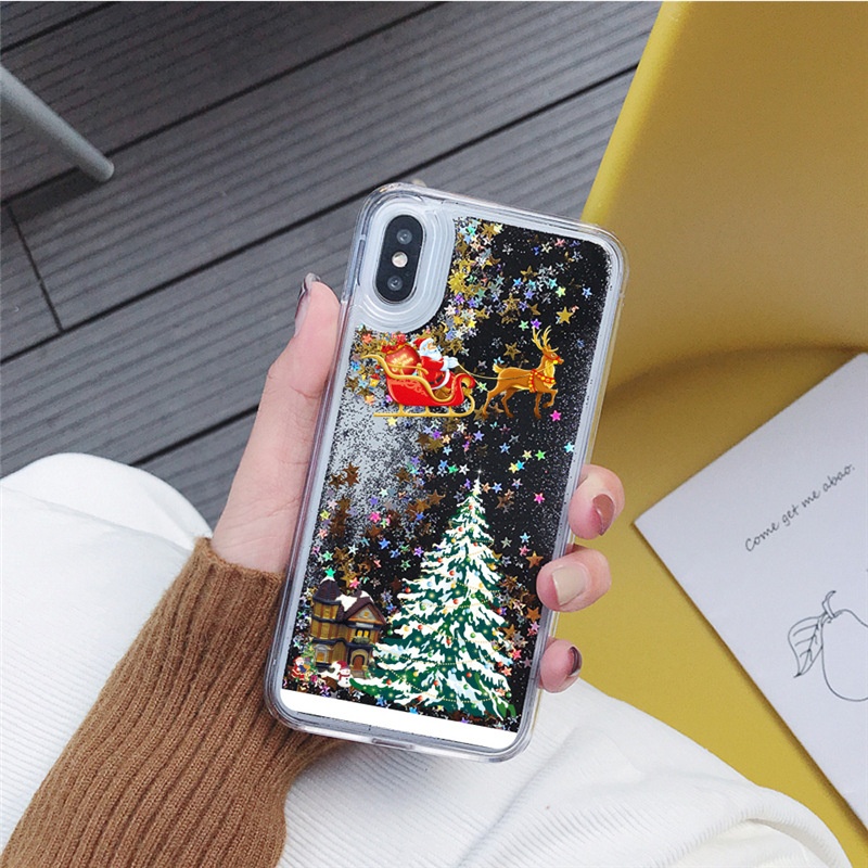 TechGlobe Compatible IPhone 16 Liquid Sand Phone Case Shockproof 15 Pro Personalized Creative 14 Women's 12 Christmas Tree_voghion.com