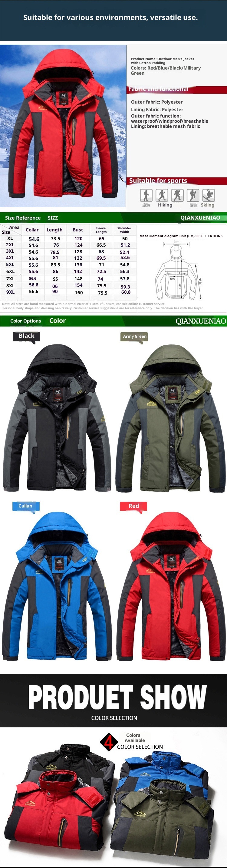 001 Cross-Border And Pants Set Winter Fleece-Lined Thickened Mountaineering Suit Outdoor Windproof Waterproof Jacket For Men_voghion.com