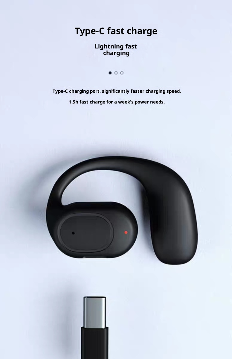 Auricolari Bluetooth wireless over-ear 3c, controllo touch su un singolo orecchio, design aperto, comodi da indossare, sportivi, batteria a lunga durata_voghion.com