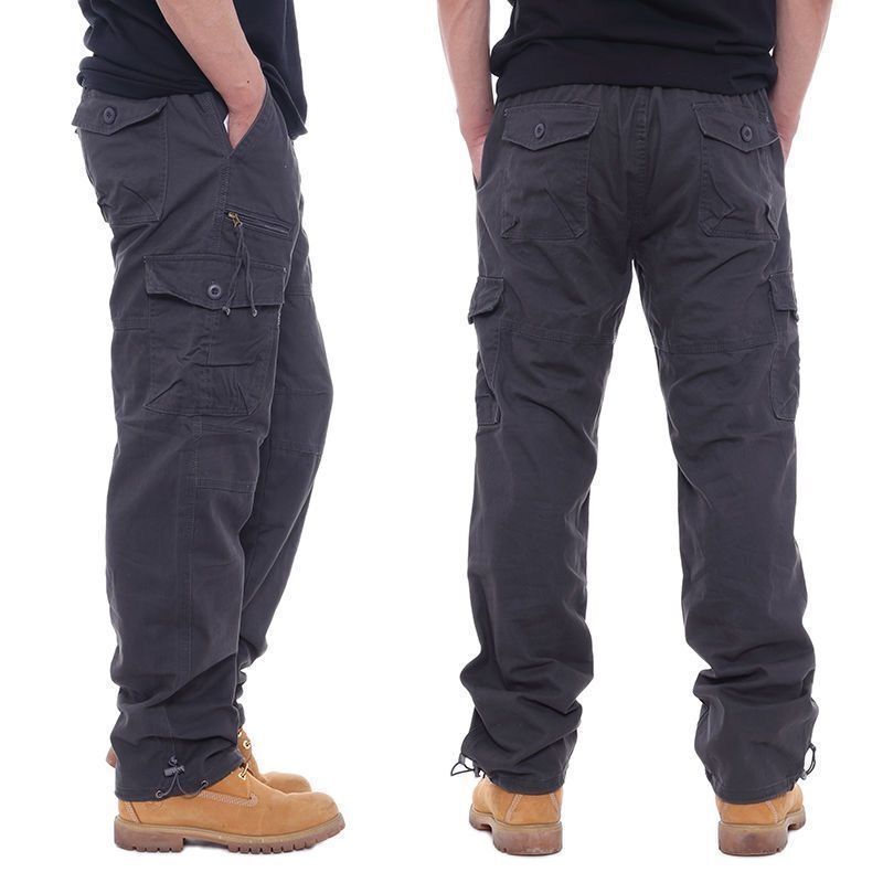 boy Spring And Autumn Multi-Pocket Outdoor Cargo Men's Trendy Loose Straight Large Size Long Hiking Casual Tactical Pants_voghion.com