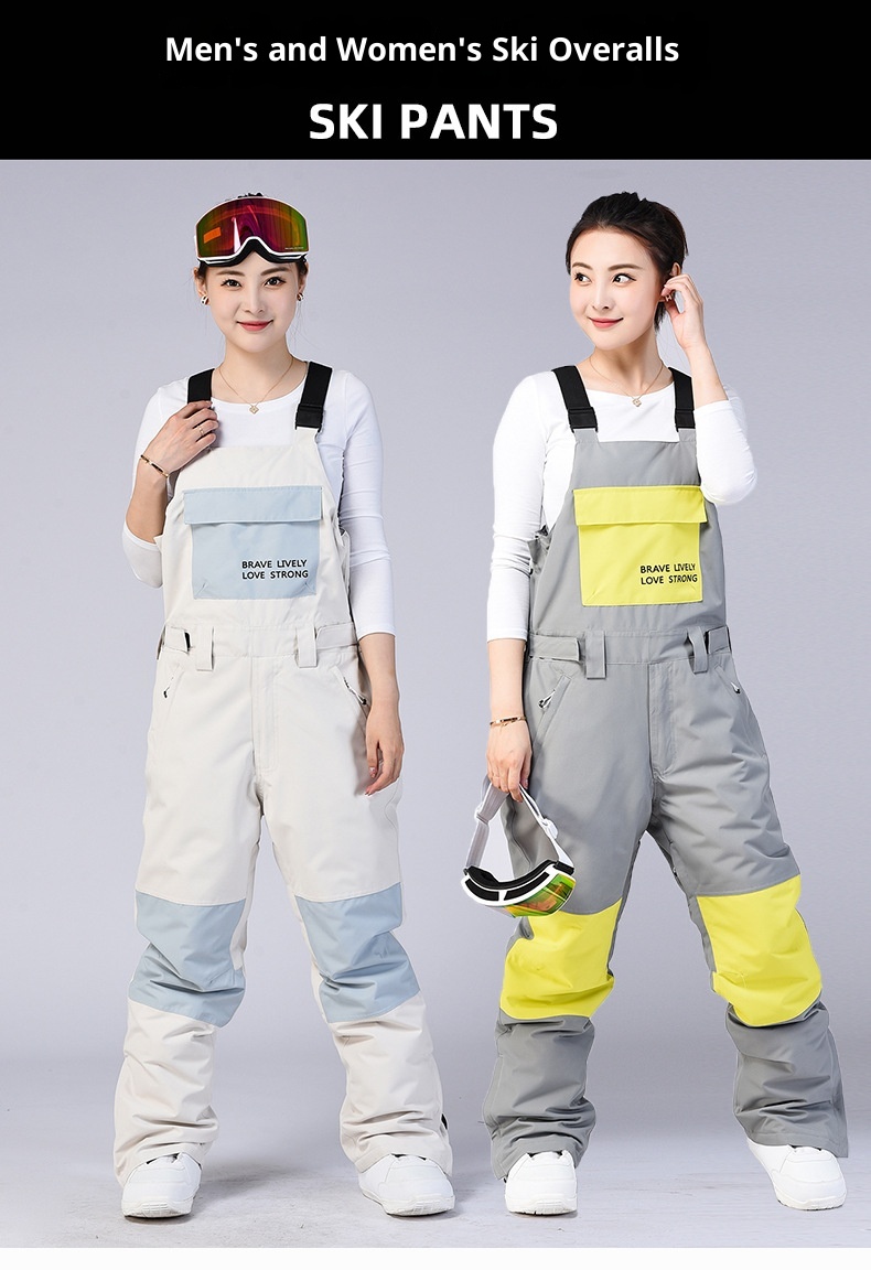 001 Pour hommes et femmes, style couple, salopette, vêtements de ski thermiques d'extérieur, combinaison de snowboard, pantalon de neige une pièce_voghion.com