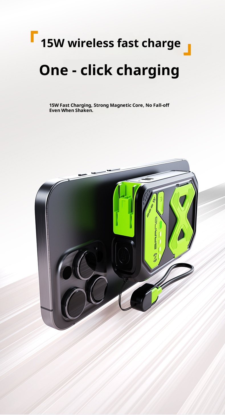 techglobe 3C Certified Cross-Border Built-in Cable AC Plug 22.5W Fast Charging Bank 10000mAh Mobile Power Supply With Printed_voghion.com