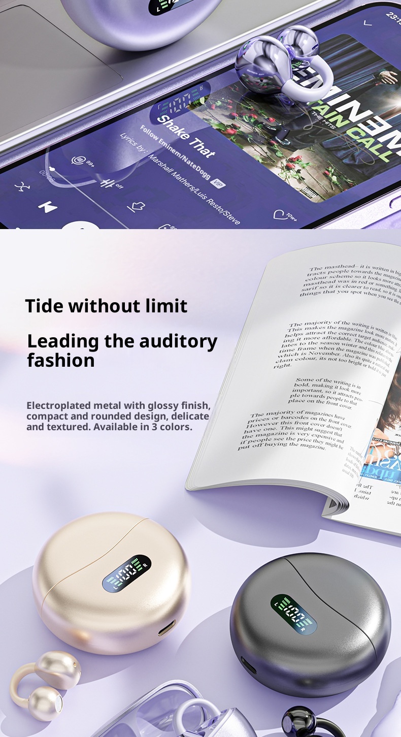 3c Nieuwe open-ear Bluetooth-oortelefoons Echt draadloos Clip-on Air Bone Conduction Lange batterijduur Hoge geluidskwaliteit Privé_voghion.com