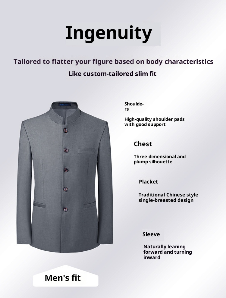 7045555501<2 QFV507045555501<2 New Uniform For Men And Women Gray Chinese National Style Professional Zhongshan Stand Collar Suit Business Formal Wear_voghion.com