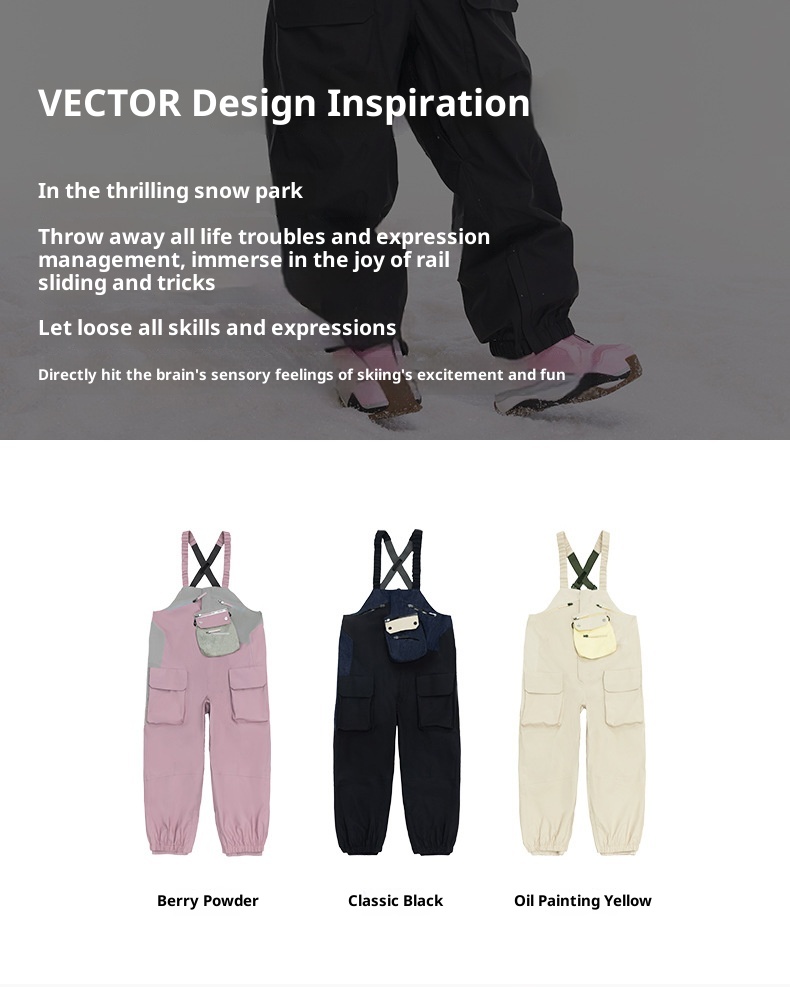 001 VECTOR Bib Single And Double Board Equipment Windproof Waterproof Loose Snow Pants Ski X20_voghion.com