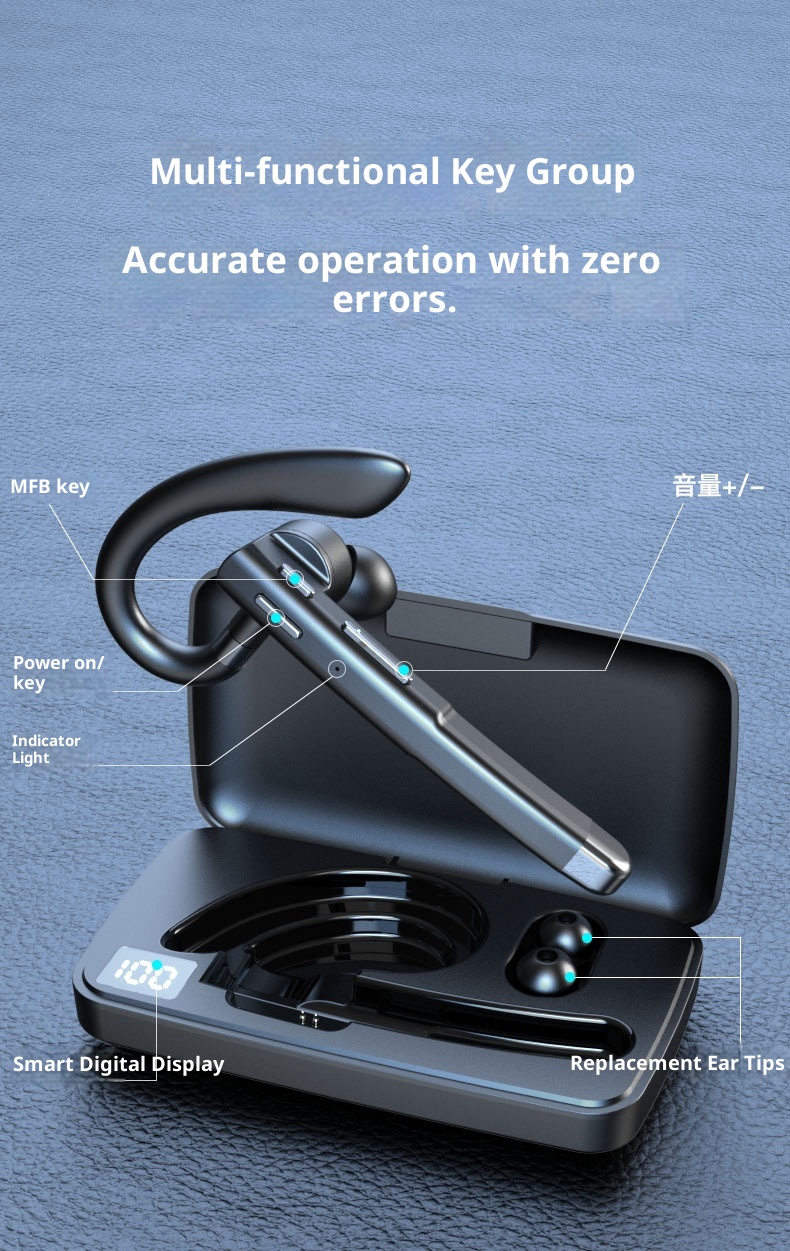 3c Cross-border Bluetooth Earbuds Single Wireless Car Call Noise Cancelling Ear Hook Business Universal Long Battery Life_voghion.com