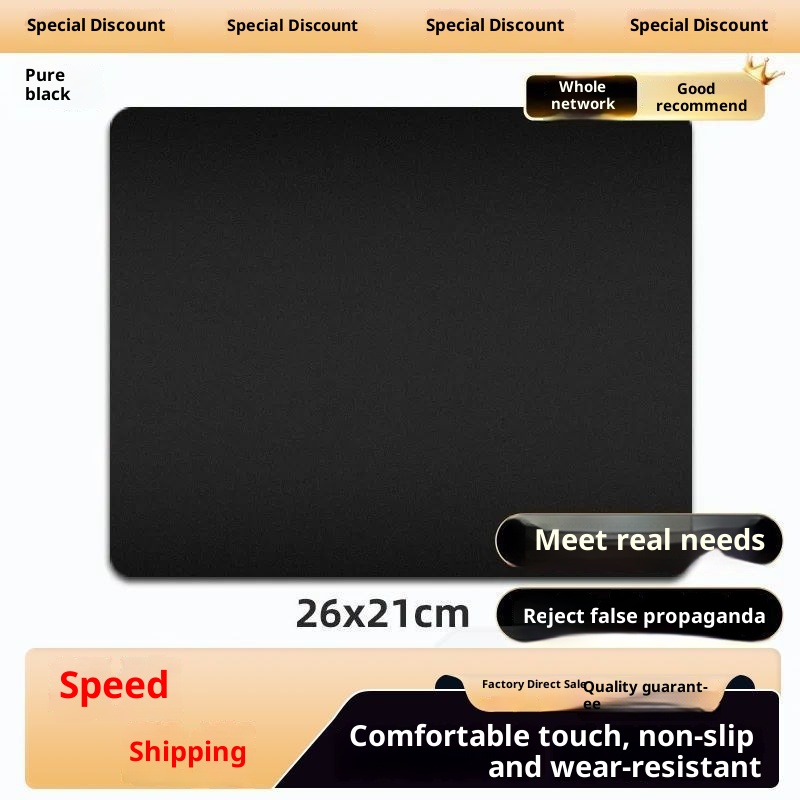 3c Pure Black Mouse Simple Style For Men And Women Office Thickened Gaming E-sports Computer Mat Keyboard Home Use_voghion.com