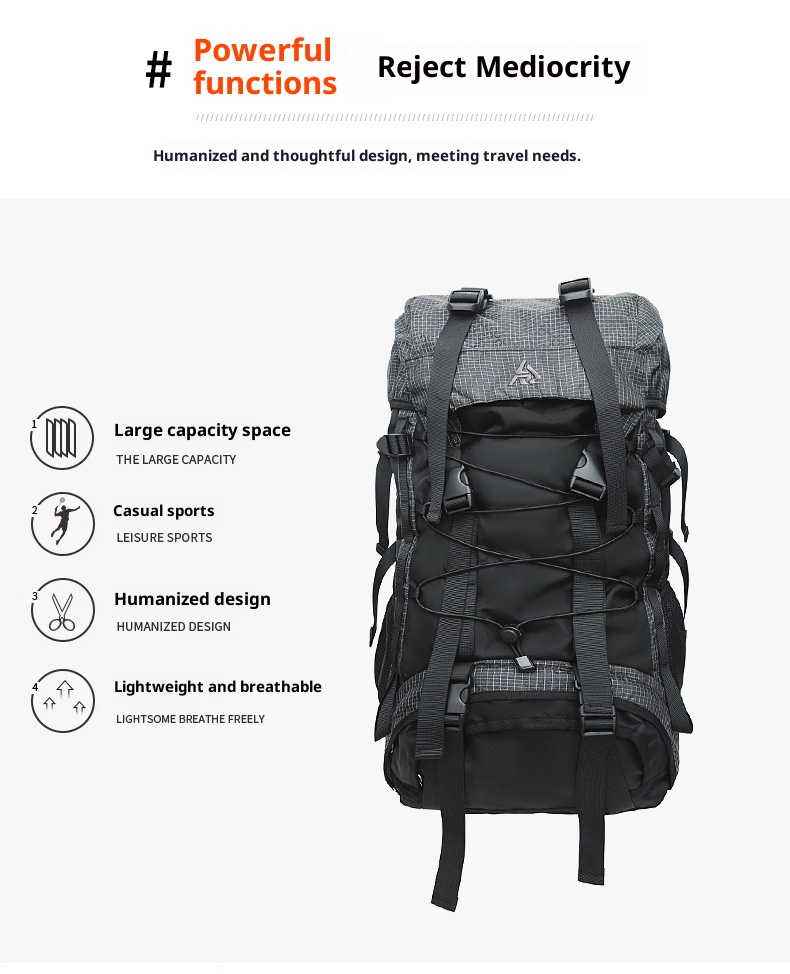 ActiveGo New Large Capacity Bag 55L Outdoor Waterproof Camping Long Distance Hiking Backpack Durable_voghion.com