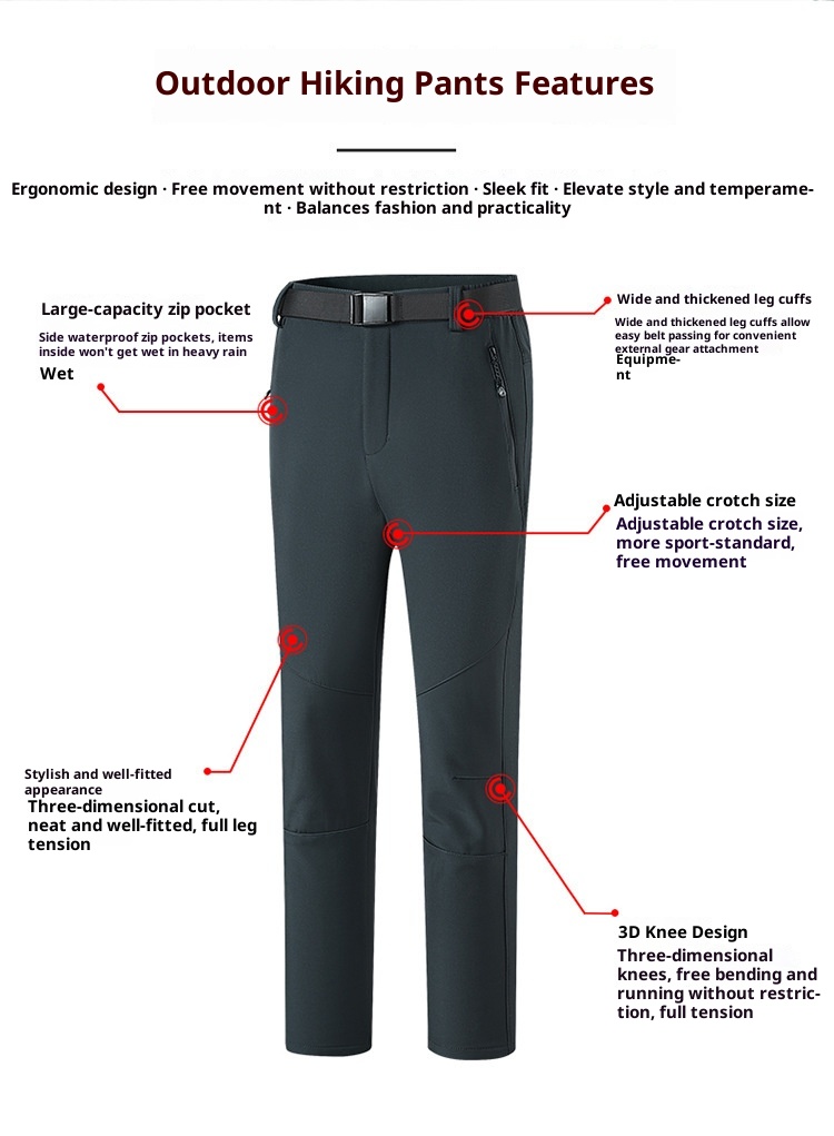 001 New Outdoor Soft Shell Fleece Lined Thicked Winter Warm Skiing Hiking Loose Windproof Waterproof Softshell Pants For_voghion.com