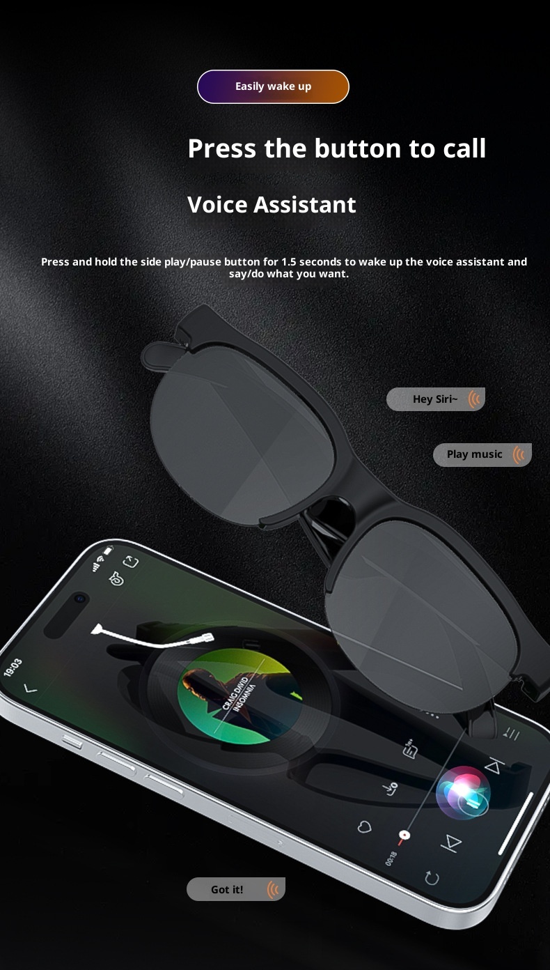 Lunettes de cyclisme sans fil 3c Cross-Border XG88PRO avec casque Bluetooth stéréo 5.3 OWS_voghion.com