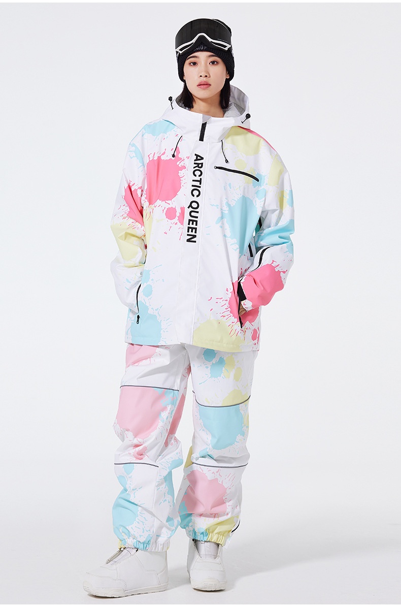 001 Damskie i męskie spodnie narciarskie OVERSIZE Zimowe, wodoodporne, ciepłe, wiatroszczelne, do jazdy na snowboardzie_voghion.com