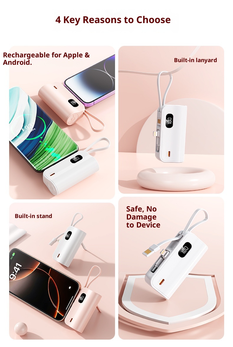 techglobe KC Cross-Border Pocket Capsule Bank 5000mAh Compact Emergency Tail Plug Mobile Power Gift Customization_voghion.com