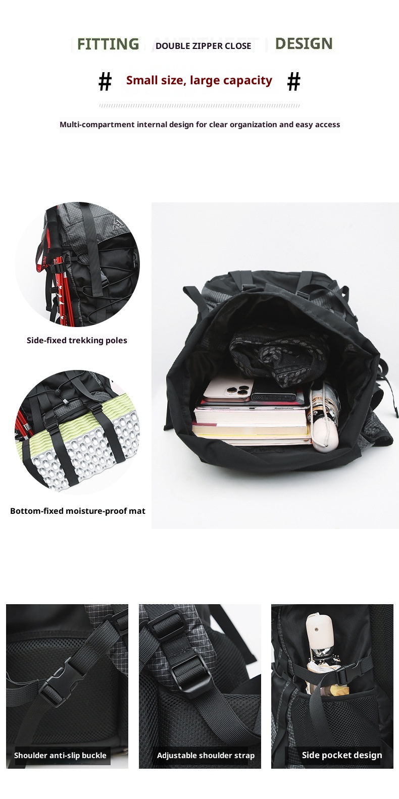 ActiveGo New Large Capacity Bag 55L Outdoor Waterproof Camping Long Distance Hiking Backpack Durable_voghion.com