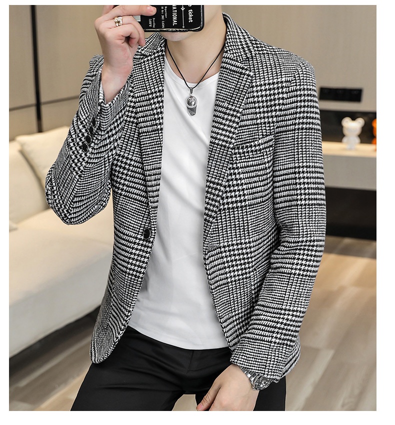 QFV507045555501<2 QFV507045555501<2 Conjunto de moda para hombre joven, estilo blazer a cuadros, ideal para bodas, ocasiones informales y ocasiones especiales._voghion.com