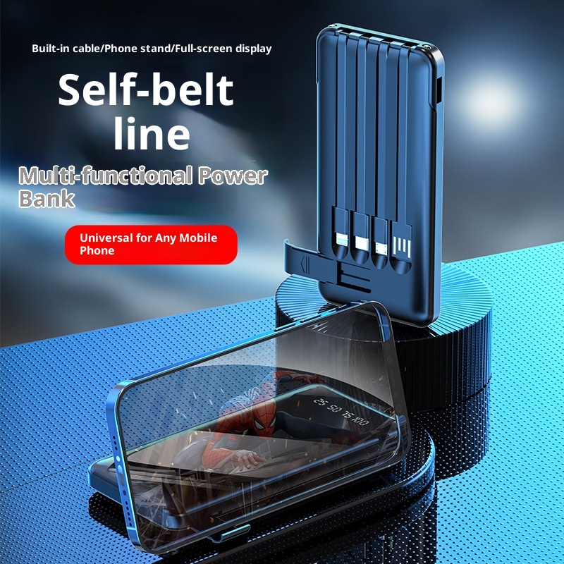 techglobe Wholesale Portable Built-in Cable Mirror Bank 20000mAh High-Quality Gift Mobile Power Supply PowerBank_voghion.com